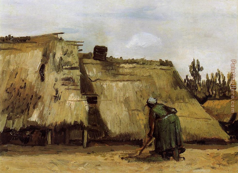 Vincent van Gogh Cottage with Woman Digging